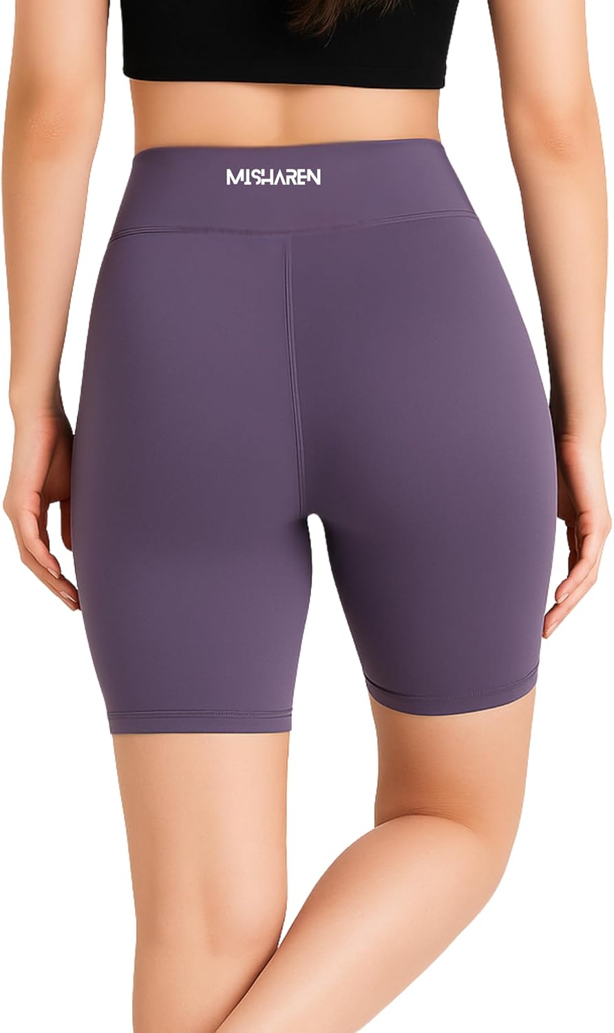 Misharen Women's High-Waist Yoga Shorts β Seamless, Quick Dry, Tummy Control, Breathable Knit Fabric with Elastic Waistband for Workout & Running-3