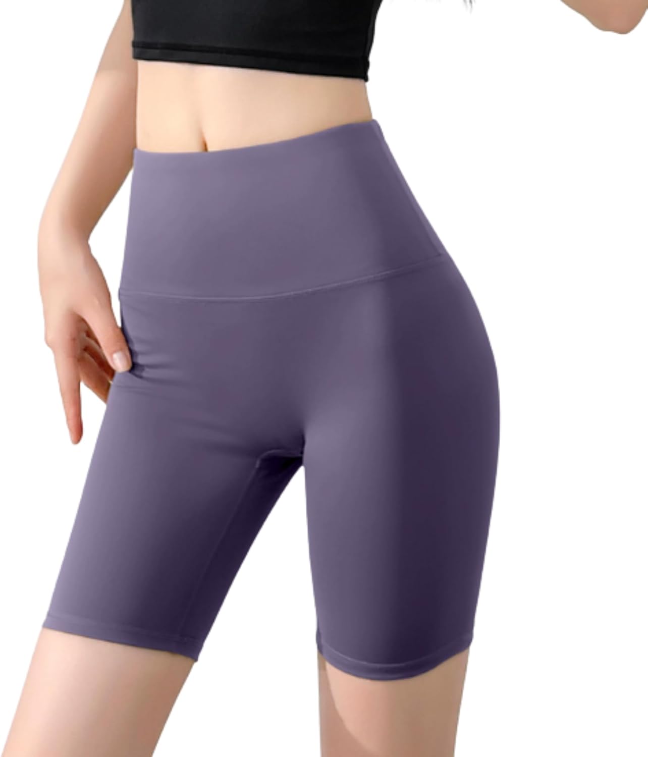Misharen Women's High-Waist Yoga Shorts β Seamless, Quick Dry, Tummy Control, Breathable Knit Fabric with Elastic Waistband for Workout & Running-0