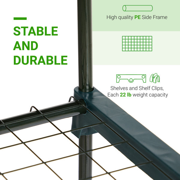 27X19X62in PE Cloth Flower Room Transparent PVC Dark Green Iron Pipe Spire Mini With 4 Ply Grid Flower Stand With Zipper Rolling Door